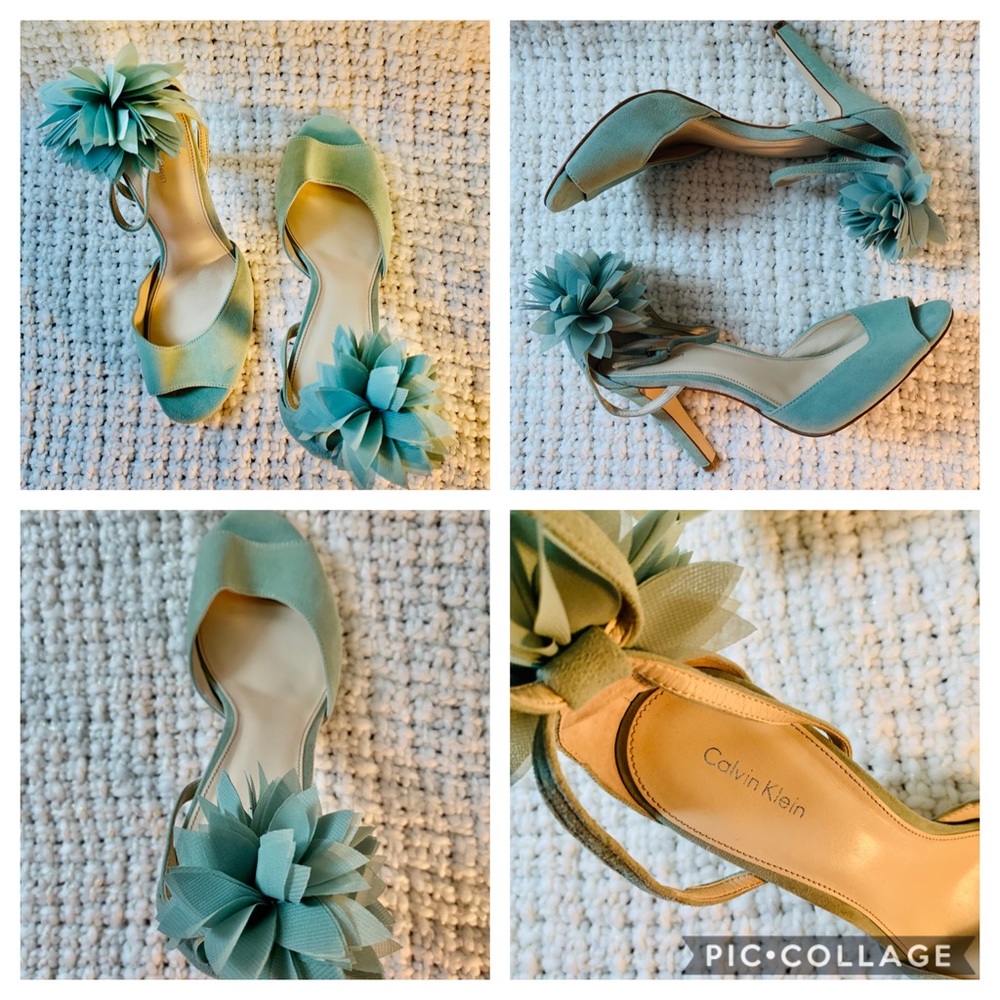 CALVIN KLEIN Green Suede Sandals Size 10 - BNWOT